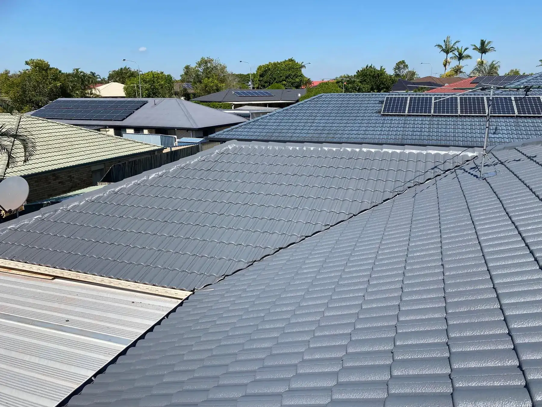 Terracotta tile roof in Drewvale, after restoration