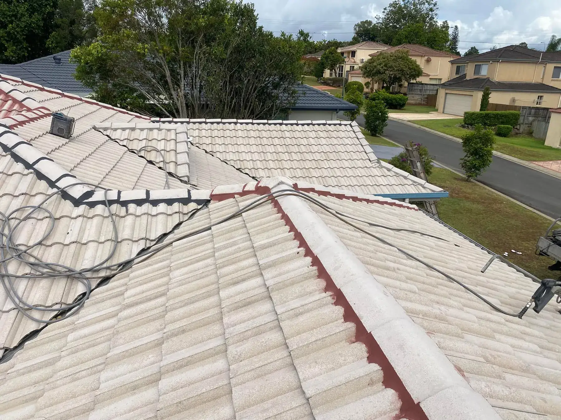 Concrete tile roof in Shailer Park, before restoration
