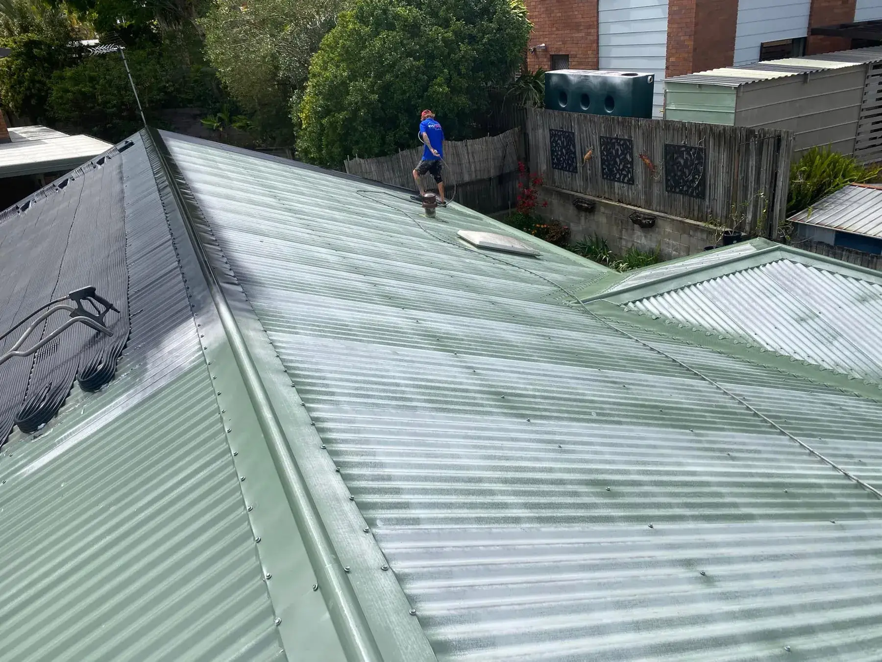 Corrugated metal roof in Springwood, before restoration