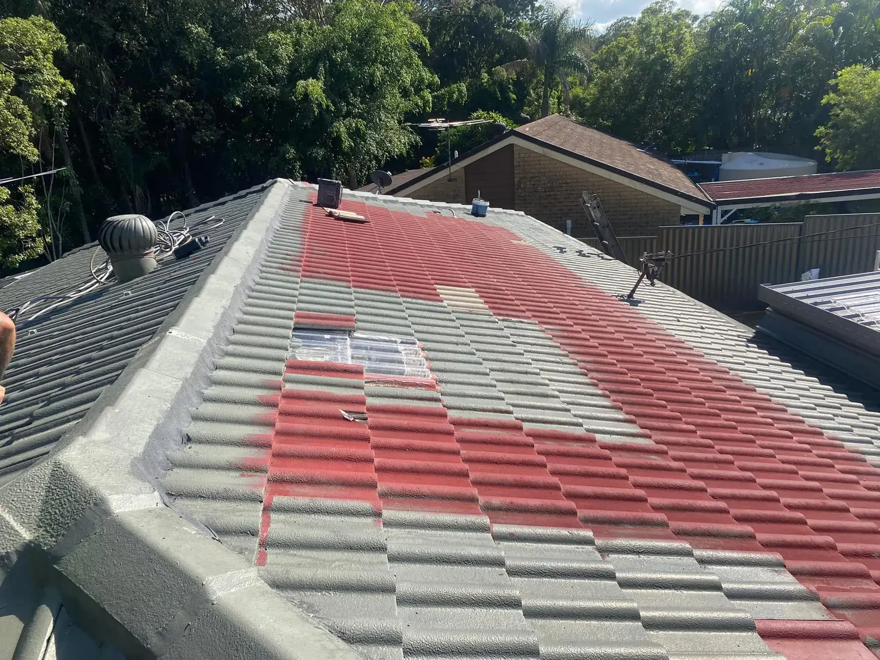 Concrete tile roof in Beenleigh, before restoration