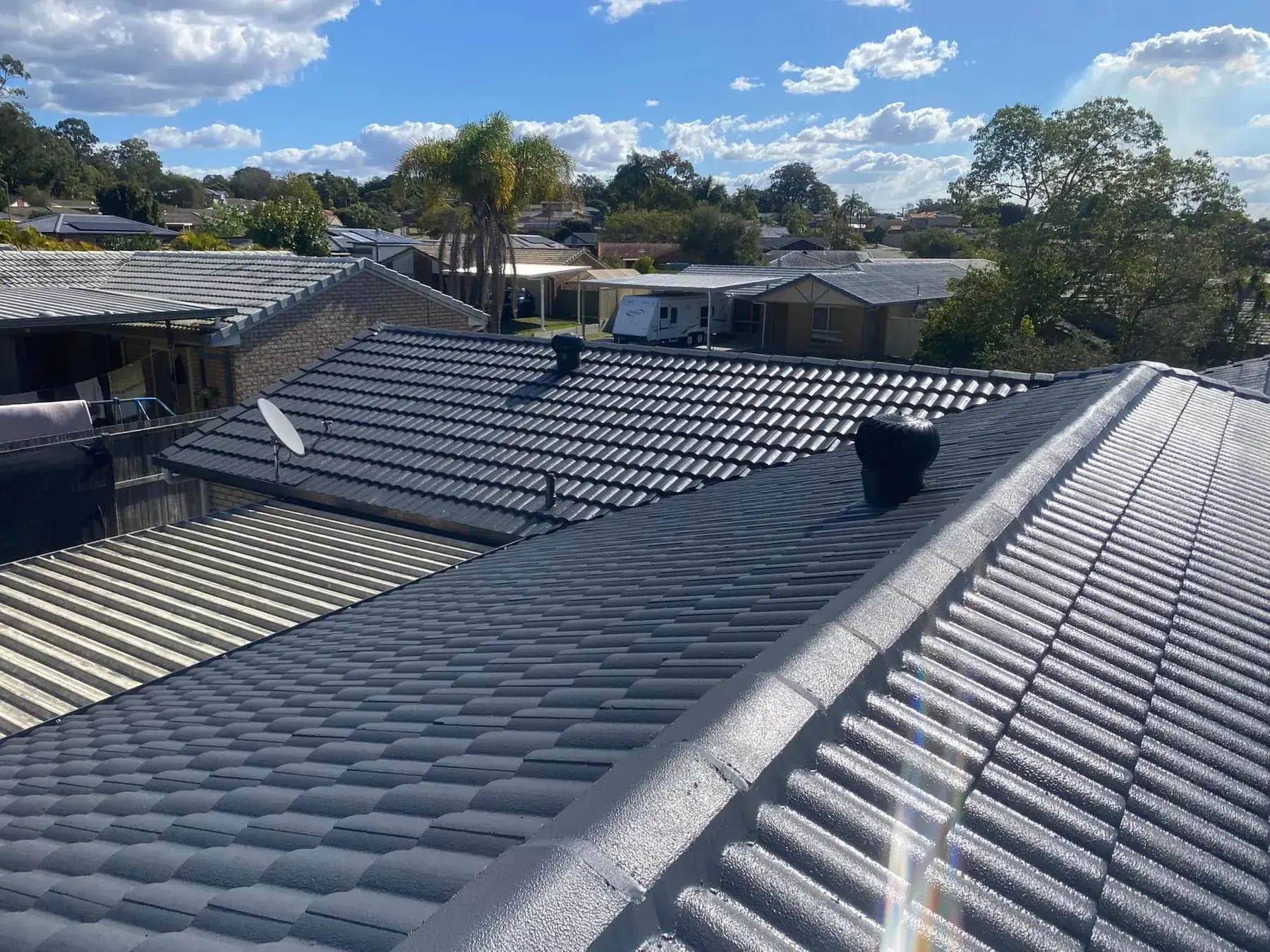 Concrete tile roof in Boronia Heights, after restoration