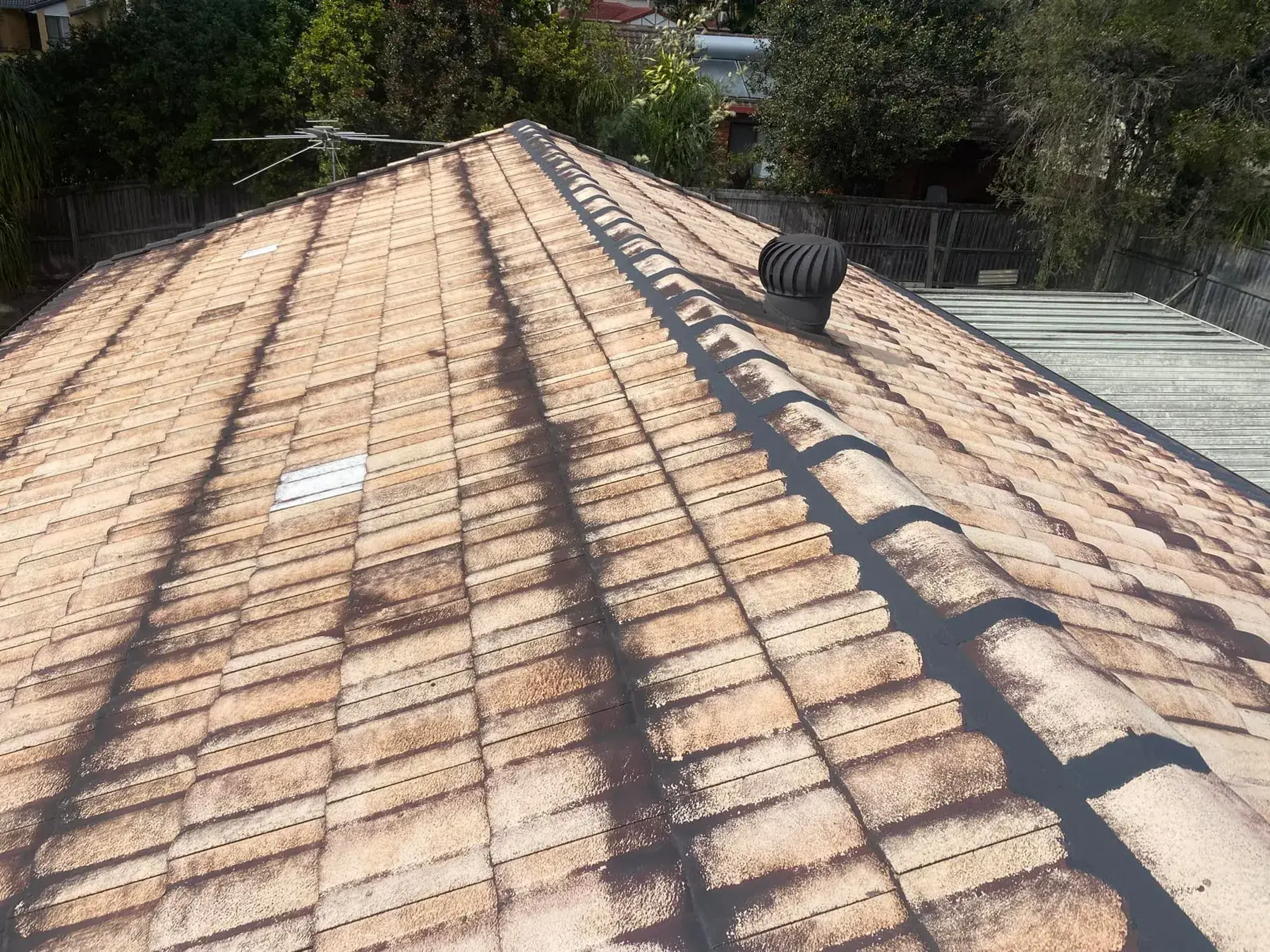 Concrete tile roof in Boronia Heights, before restoration