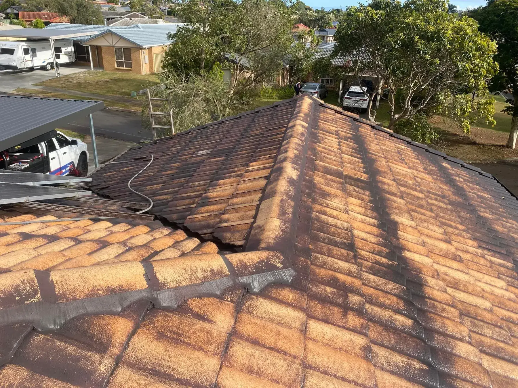 Concrete tile roof in Boronia Heights, before restoration