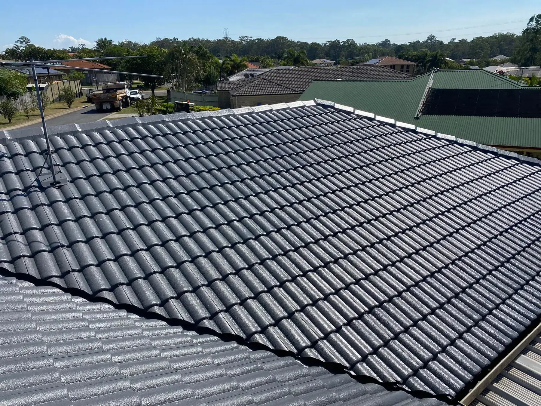 Terracotta tile roof in Drewvale, after restoration