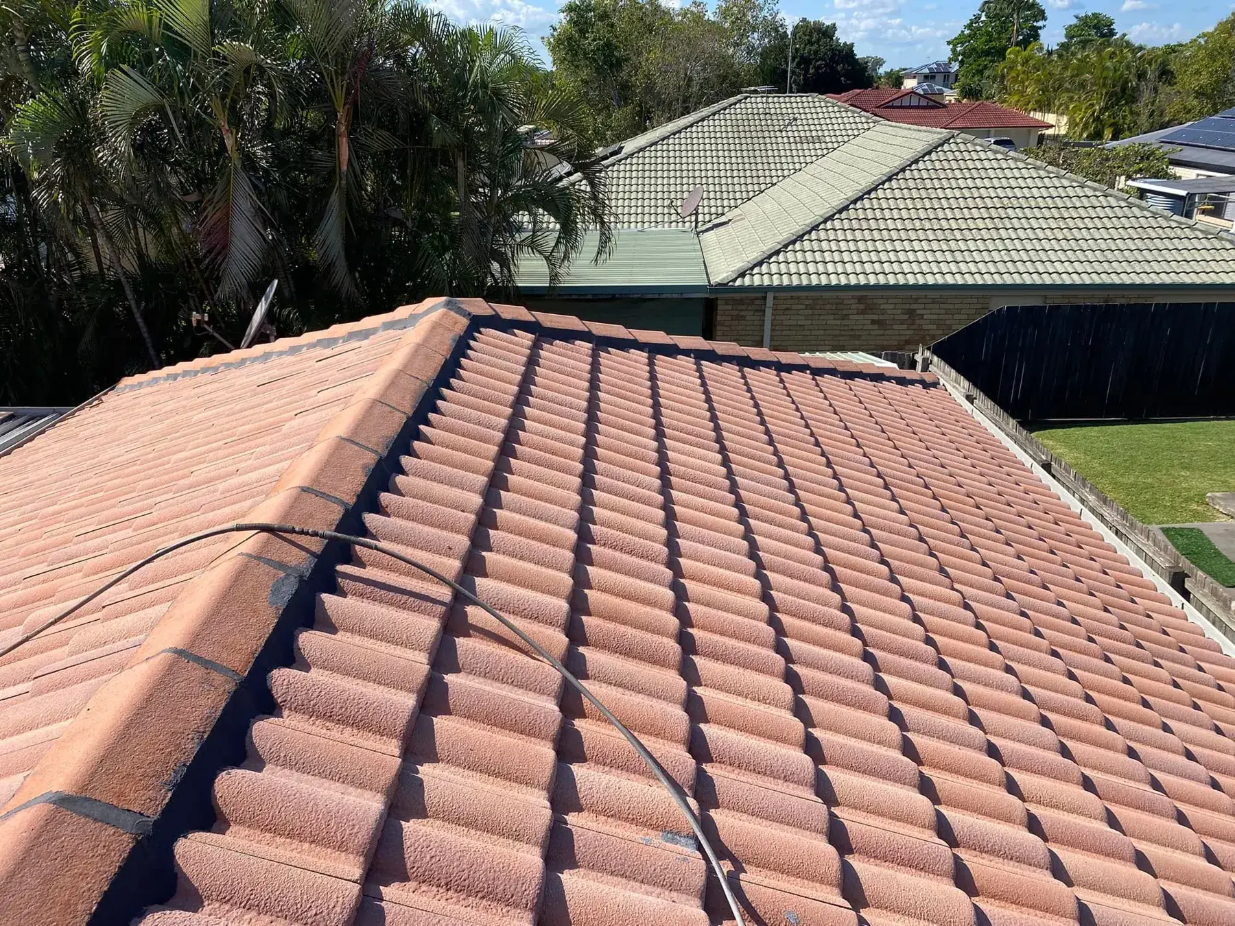 Terracotta tile roof in Drewvale, before restoration