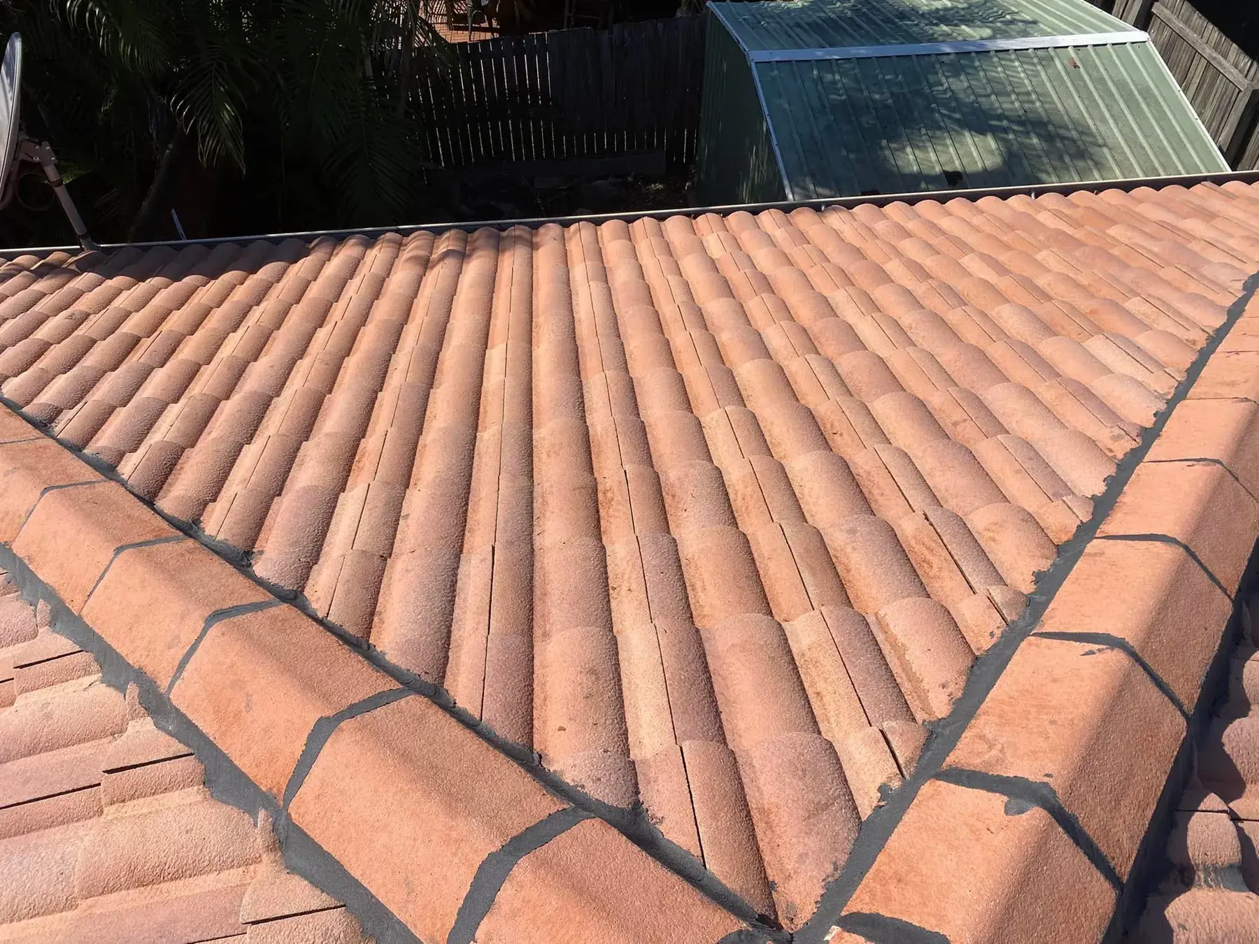Terracotta tile roof in Drewvale, before restoration