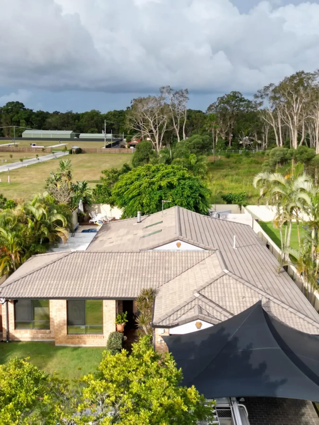 Concrete tile roof, before restoration
