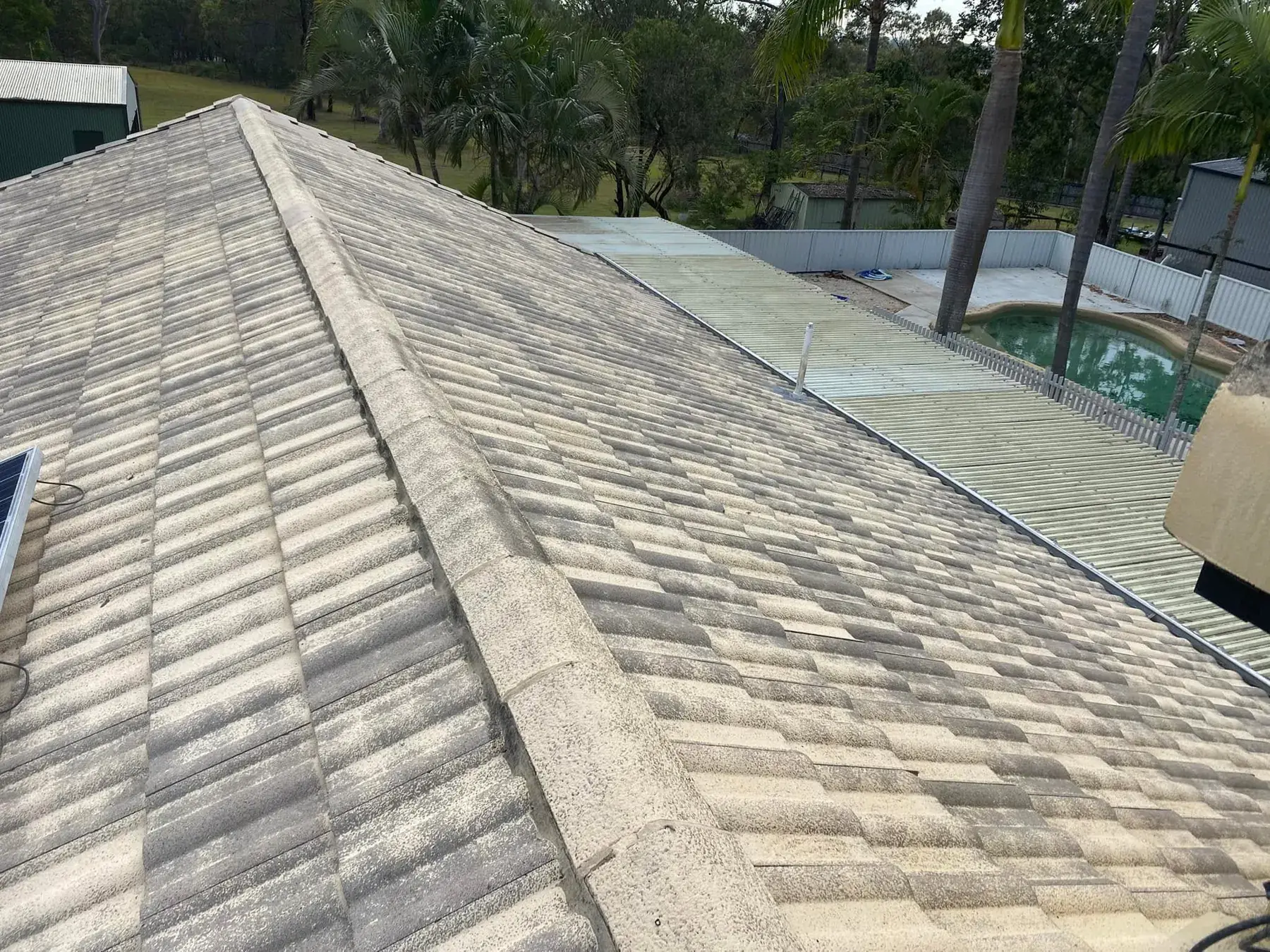 Concrete tile roof in Ormeau, before restoration