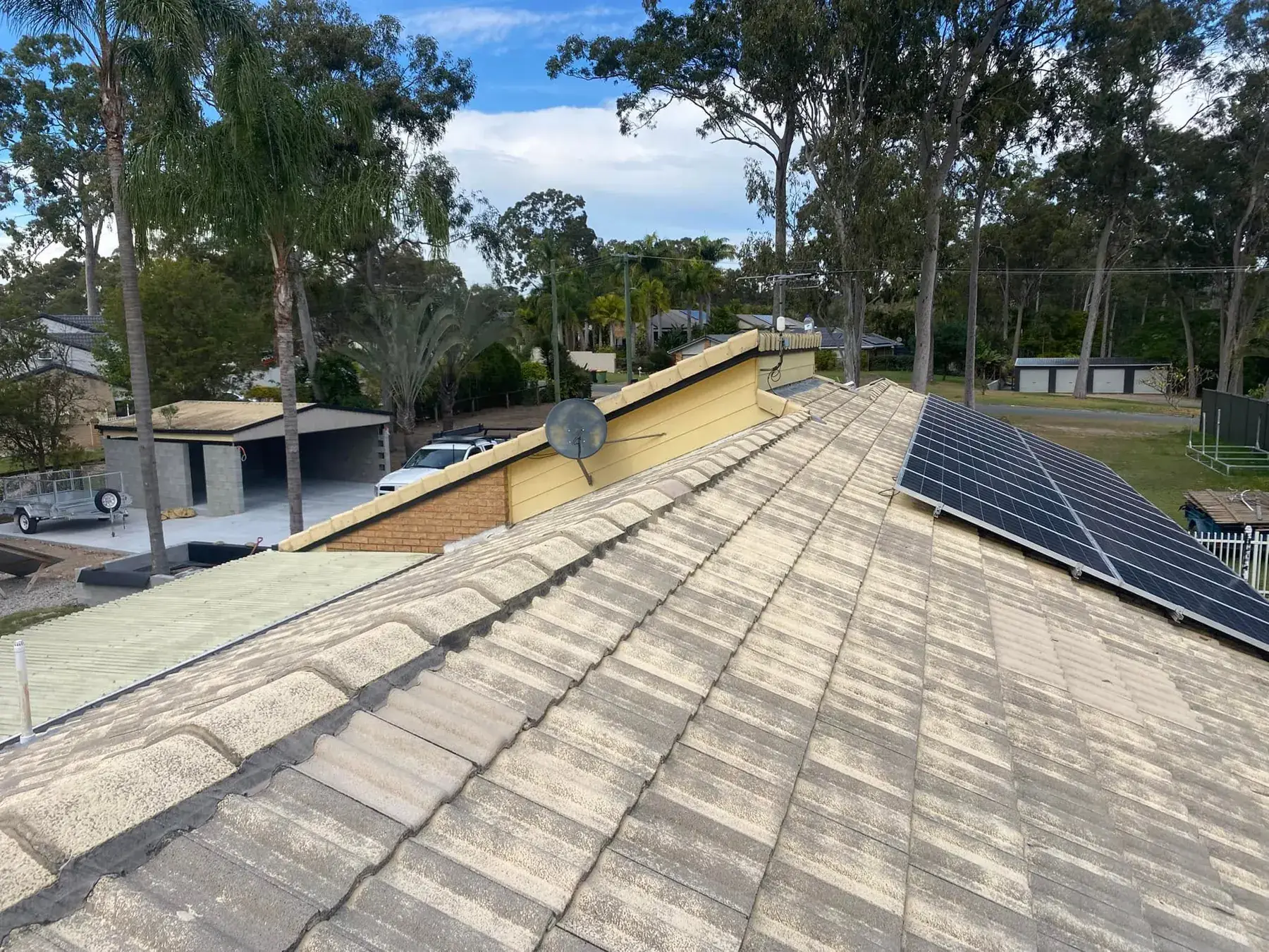 Concrete tile roof in Ormeau, before restoration