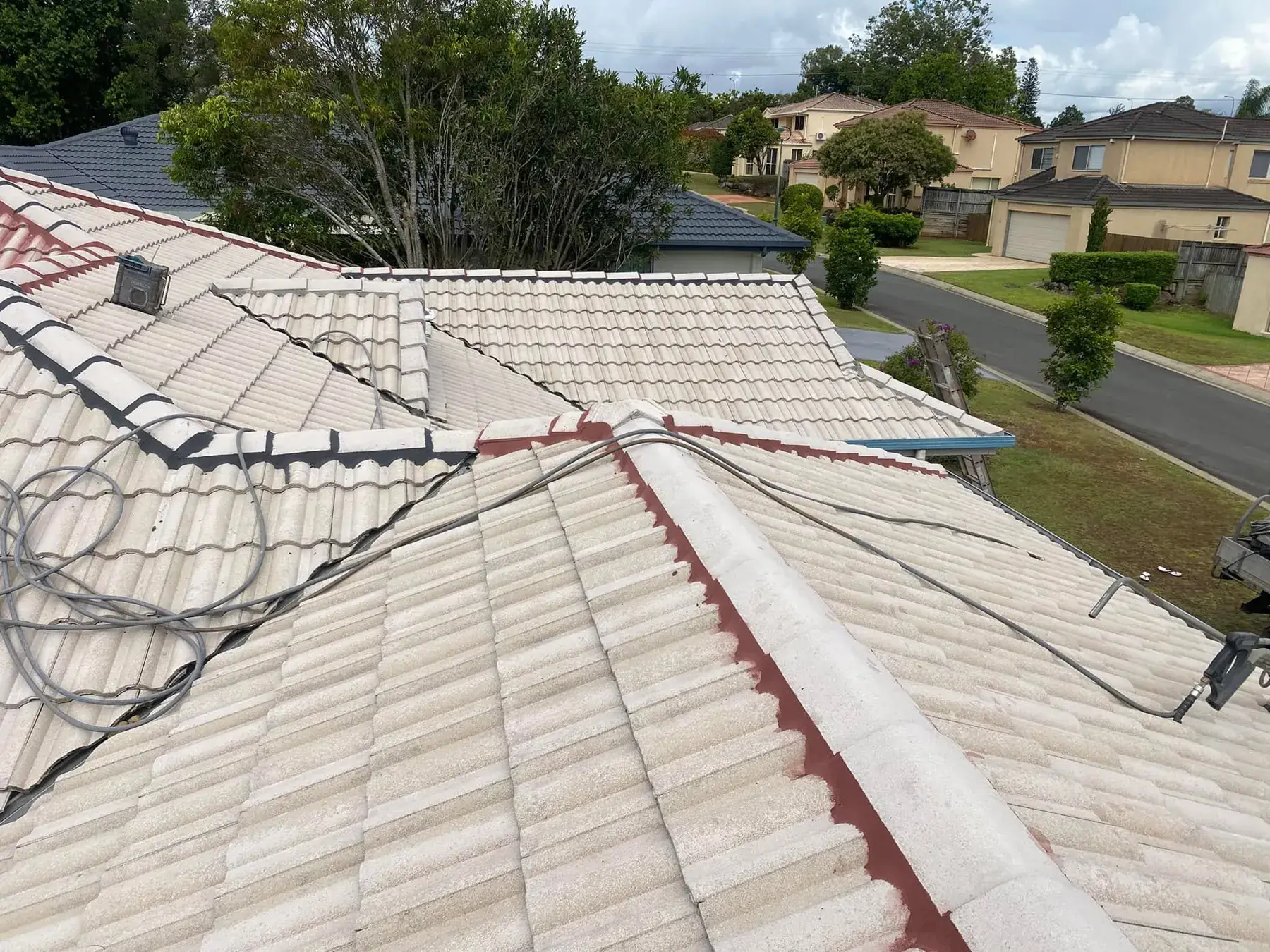 Concrete tile roof in Shailer Park, before restoration