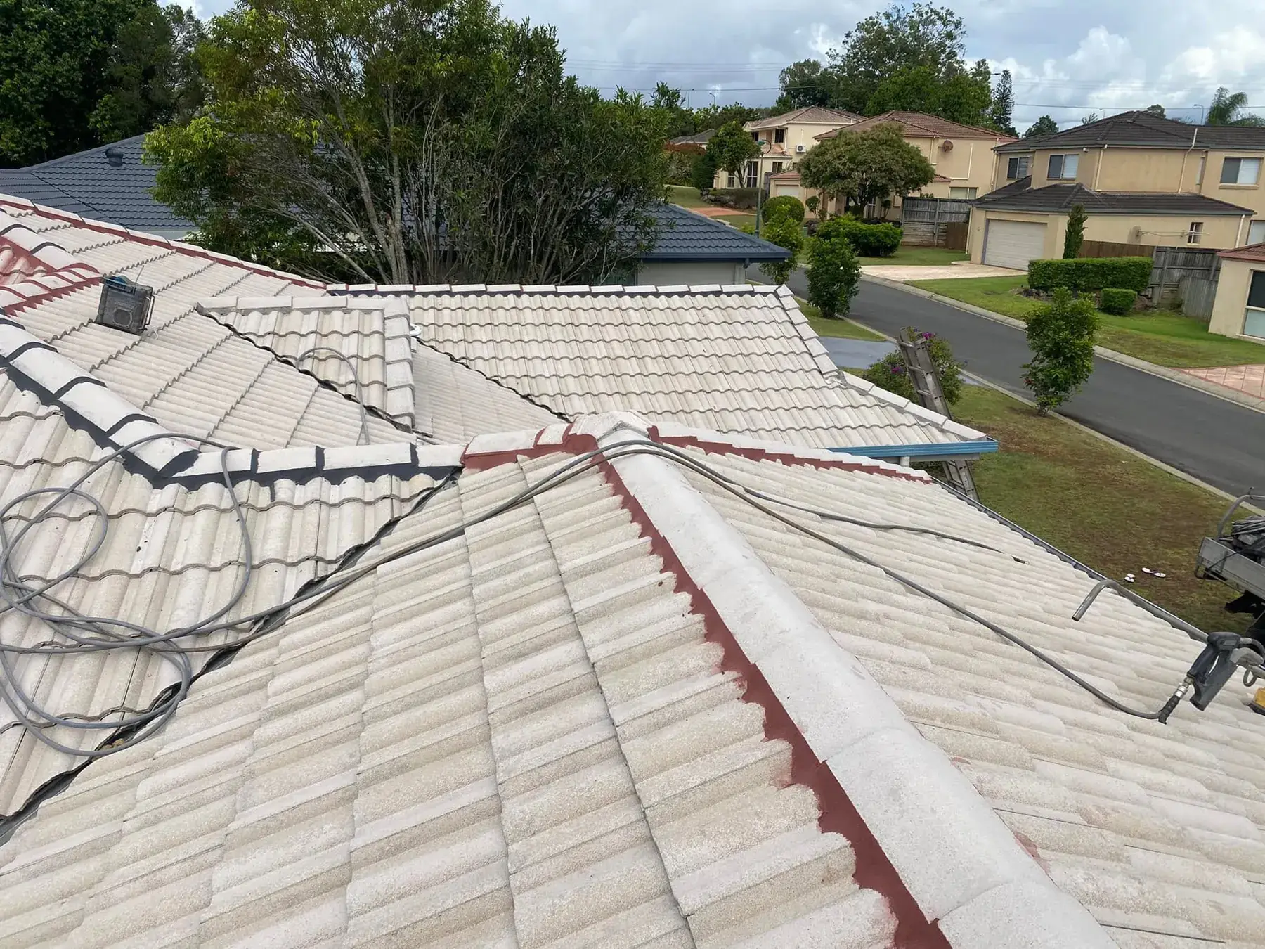 Concrete tile roof in Shailer Park, before restoration