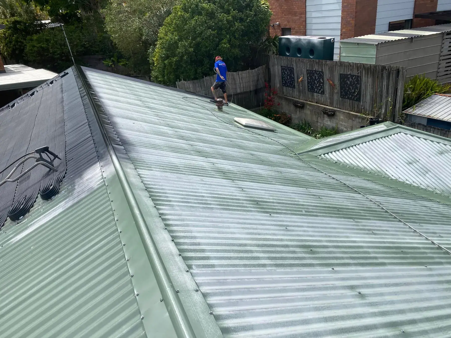 Corrugated metal roof in Springwood, before restoration